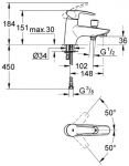 Смеситель на борт ванны Grohe Eurostyle 33614 001