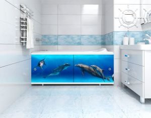 Экран под ванну Метакам Ультралегкий-Арт дельфины 150 см
