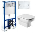 Инсталляция Roca PRO WC 89009000 с клавишей в комплекте с подвесным унитазом Roca Dama Senso с сиденьем Soft Close