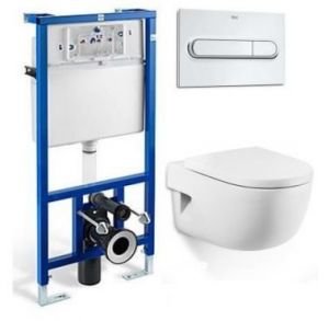 Инсталляция Roca PRO WC 89009000 с клавишей в комплекте с подвесным унитазом Roca Meridian-N 346247000 с сиденьем Soft Close